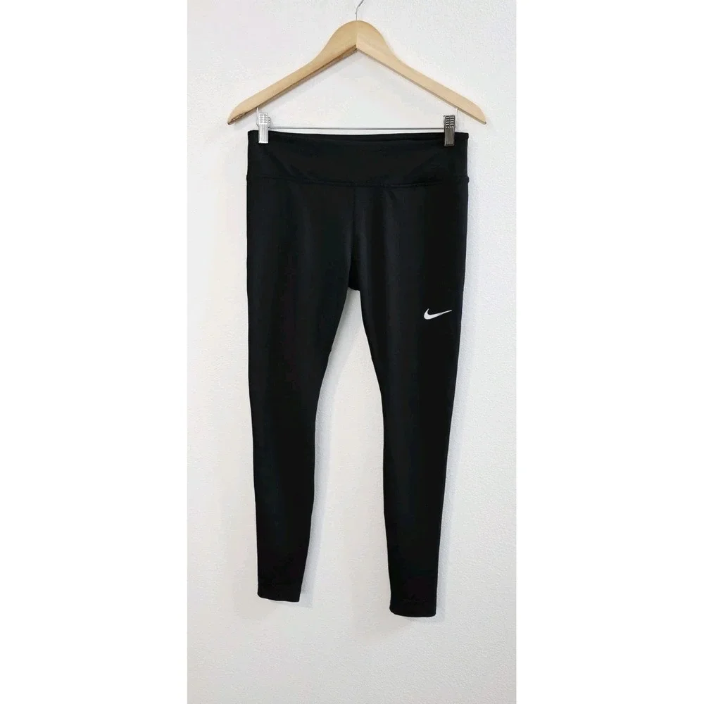 Nike Dri-Fit Leggings Tight Fit Women's size Large Solid Black Mesh 27